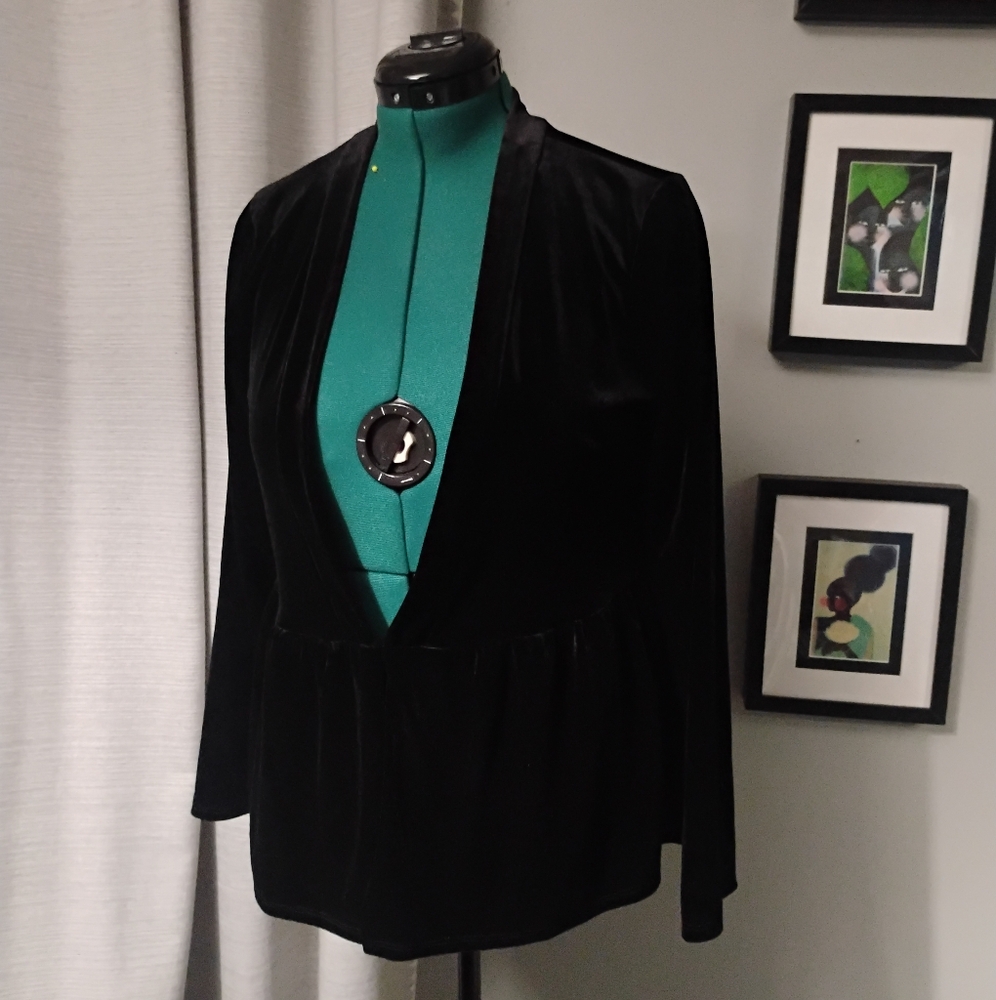 Modcloth Luxe The Part Soft Draped Black Velvet Blazer Sz M - Picture 7 of 16